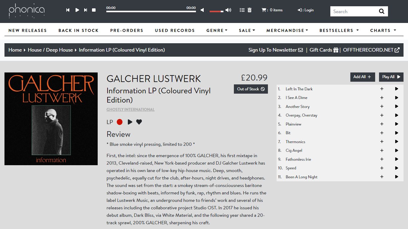 GALCHER LUSTWERK - Information LP (Coloured Vinyl Edition) - GHOSTLY ...