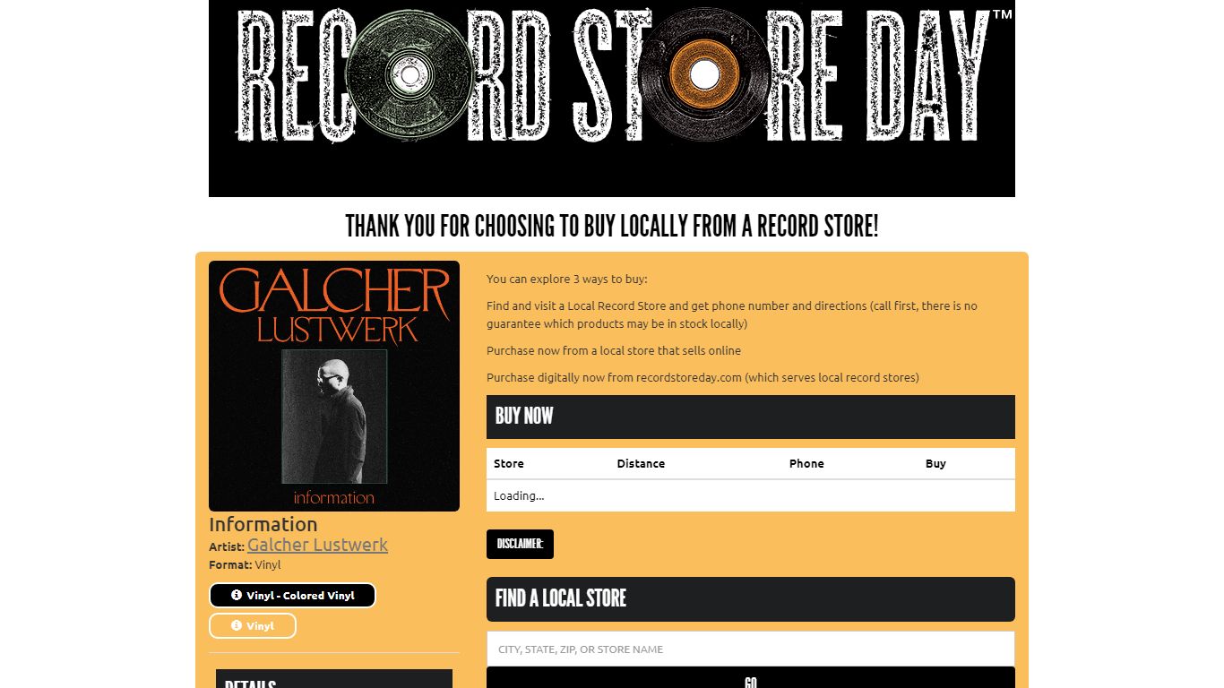 Galcher Lustwerk - Information | RECORD STORE DAY